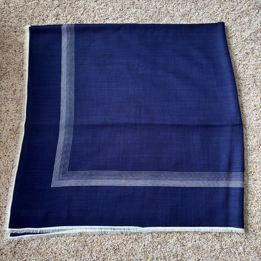 Cacharel Navy Wool Scarf - Picture 2 of 6